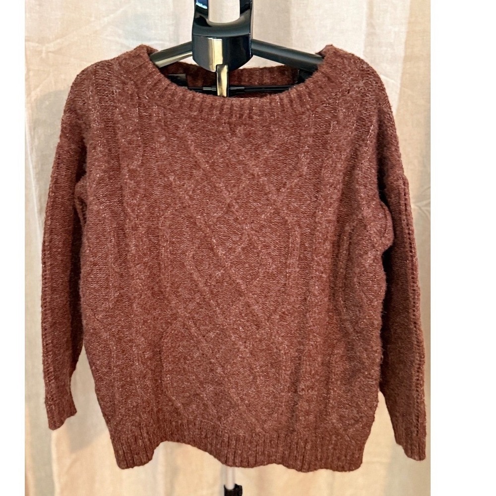 Blues & Greys M/L Brick Red Oversized Boat Neck Cozy Knit Sweater